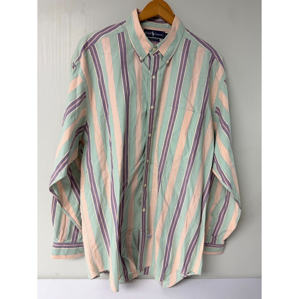 Ralph Lauren Men's XL Pastel Stripe Long Sleeve Button Down Shirt Cotton